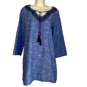 Hatley Chambray Dress Blue Organic Cotton Size Medium